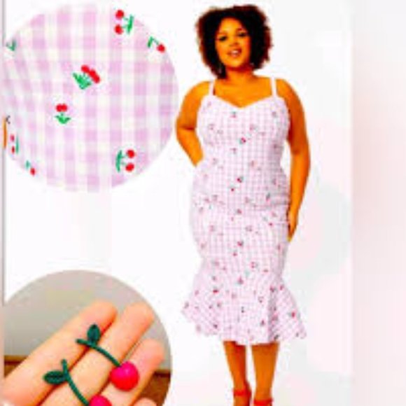 Unique Vintage Dresses & Skirts - Unique Vintage Lavender Gingham Rizo Wiggle Dress XL NWOT